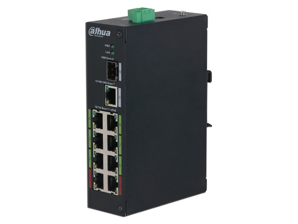 Switch Dahua DH-LR2110-8ET-120 con 8 puertos Ethernet ePoE, Switching 8.8G, Hasta 800 Mts.