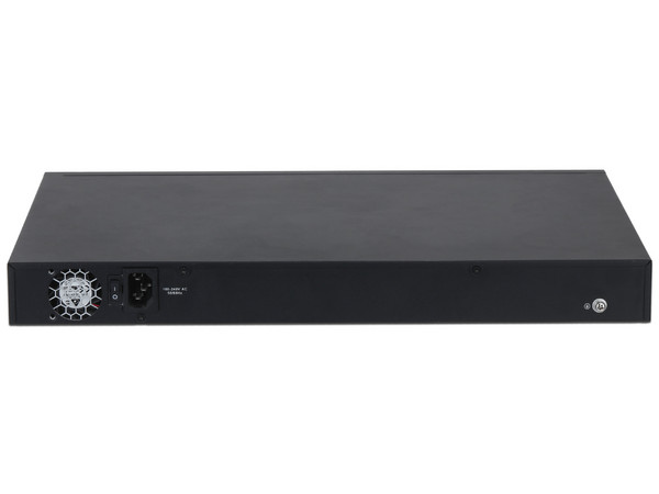 Switch administrable Dahua de 24 puertos PoE 100 Mbps y 2 puertos SFP.