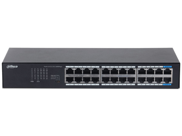 Switch Dahua DH-S3024-24GT de 24 Puertos RJ-45 10/100/1000 Mbps, No Administrable, Color Negro.