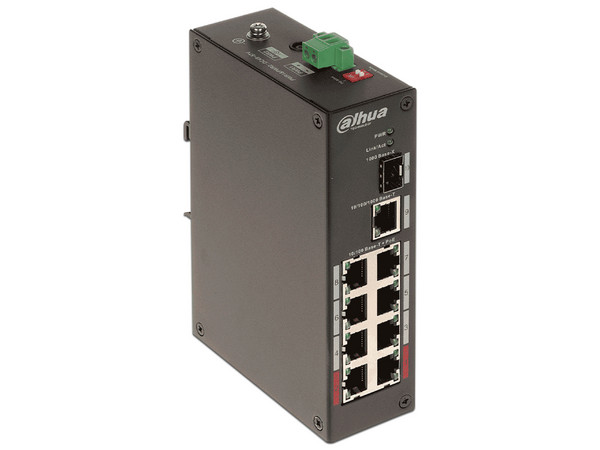 Switch Dahua PFS3110-8ET-96, 8 puertos RJ-45, 1  Puerto SFP, Color Negro, Incluye 2 Transceptores de Fibra Óptica SFP y Jumper de 2m.