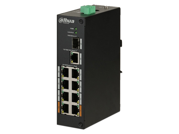 Switch Dahua PFS3110-8ET-96 con 8 puertos PoE, 1 Ethernet Gigabit.