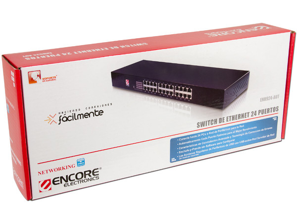 Switch Ethernet Encore de 24 Puertos 10/100 Mbps.