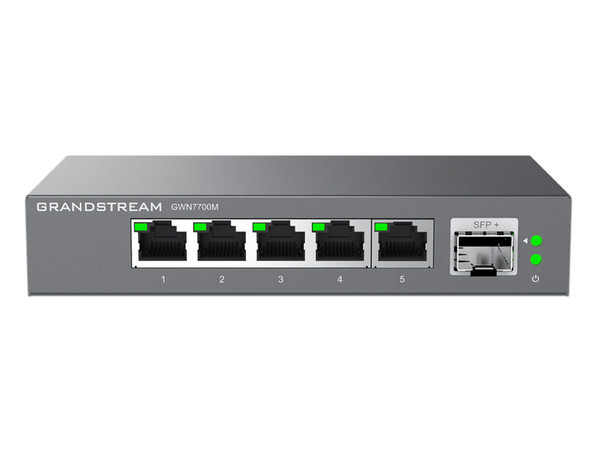 Switch Grandstream GWN7700M de 5 puertos 10/100/2500 Mbps y 1 puerto SFP+.