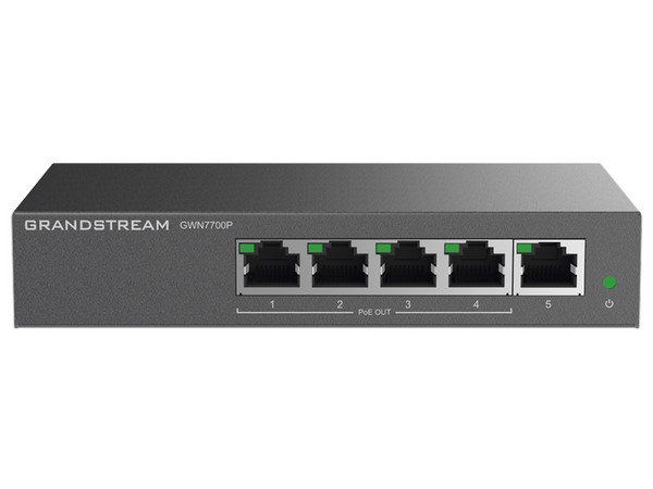 Switch Granstream GWN7701P de 5 puertos Gigabit Ethernet, 4 puertos PoE+.