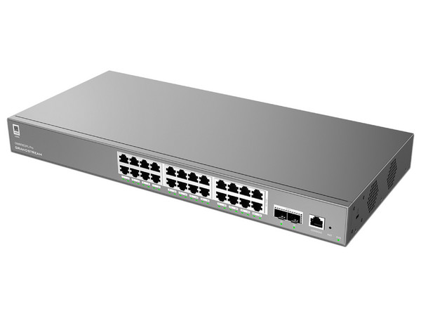 Switch Administrable Grandstream GWN7803PL Pro, 24 puertos Gigabit PoE de250W, 2 puertos SFP+, Capa L2 ++. Color Plata.