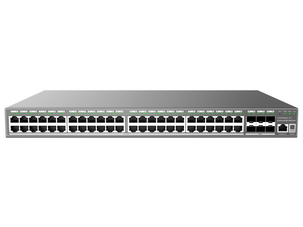 Switch Grandstream GWN7806PL Pro, con 48 puertos Gigabit PoE, 6 Puertos SFP+, 400W, Administrable L2+, 32000 Entradas. Color Negro.