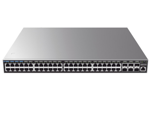 Switch Capa 3, PoE+ Administrable, 48 Puertos 10/100/1000 Mbps, 6 Puertos SFP+ 10G, Hasta 740W, Compatible con GWN Cloud.