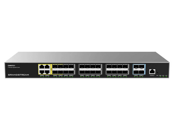 Switch Administrable Grandstream GWN7831, 24 puertos Gigabit SFP, 4 puertos SFP+, Capa 3.