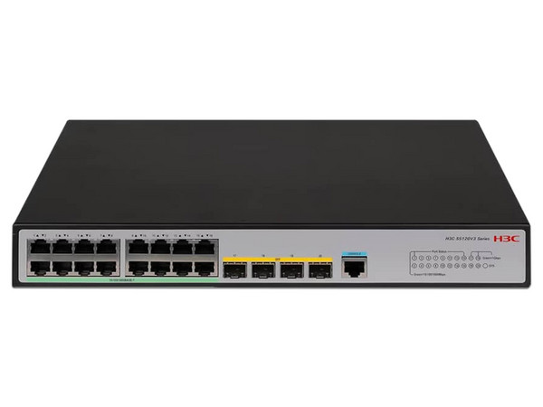 Switch H3C S5120V3-20P-LI GL de 16 puertos 10/100/1000TX Mbps y 2 SFP, para montaje en rack.
