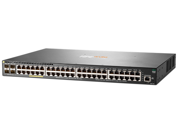 Switch Aruba 2930F de 48 puertos RJ-45 10/100/1000 PoE+, 4 puertos SFP+ 1/10 GbE, Reconstruido.