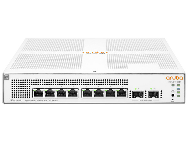 Switch Administrable HP Aruba IOn 1930 de 8 puertos Gigabit Ethenert PoE+ con 2 puertos SFP.