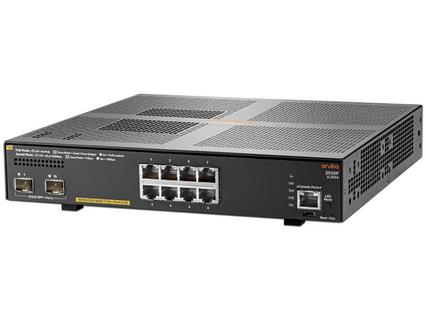 Switch HPE Aruba 2930F de 8 puertos 10/100/1000 Mbps + 2 SFP.