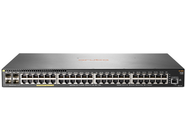 Switch HPE Aruba JL262A de 48 puertos PoE+ 10/100/1000 Mbps, 4 puertos SFP.
