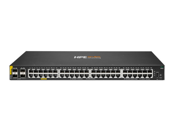 Switch HPE Aruba R8N85B, 48 Puertos 10M/100M/1G, 370W, PoE+ Clase 4, SFP, Administración L2/ L3. Color Negro.