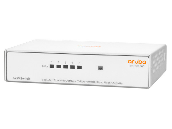 Switch HPE Aruba Instant On 1430 5G de 5 Puertos 10/100/1000 Mbps, Color Blanco.