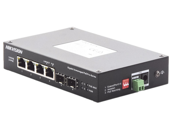 Switch Hikvision DS-3T0506HP-E/HS, 3 Puertos RJ-45 PoE 10/100/100 Mbps, 1 Puerto Hi PoE, Color Negro.