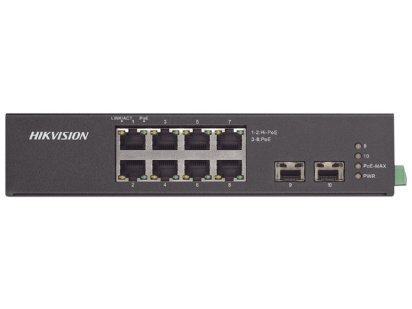 Switch Industrial Hikvision DS-3T0510HP-E/HS, 6 puertos RJ-45 10/100/1000, 2 Puertos POE ++, 2 Puertos SFP, Color Negro.