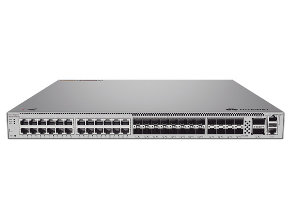 Switch Huawei Empresarial Core Híbrido de 24 puertos 10/100/1000 mbps, 16 Puertos SFP+ 10GE, 8 Puertos 25GE SFP28 y 2 Puertos 40/100GE QSFP28, Administrable en la Nube, Capa 3.
