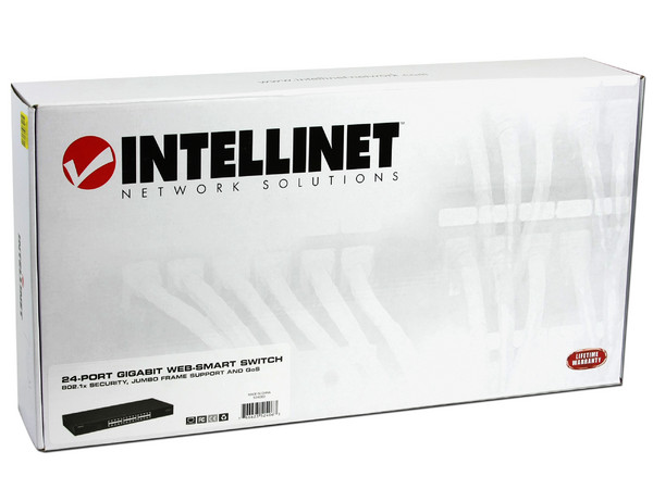 Switch INTELLINET Gigabit Web-Smart de 24 Puertos 10/100/1000 Mbps, para montaje en rack de 19