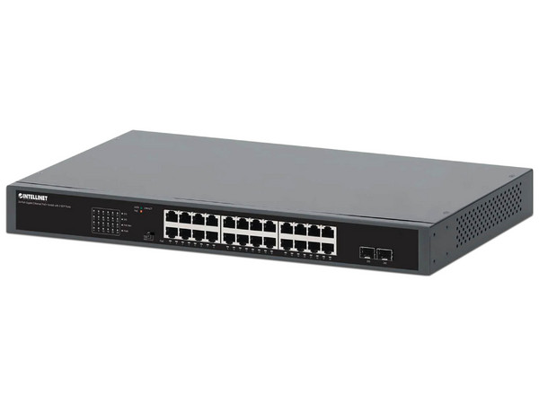 Switch Intellinet 561907 con 24 puertos Gigabit, 10G Ethernet, Compatible con 100/1000/10000 Mbps.