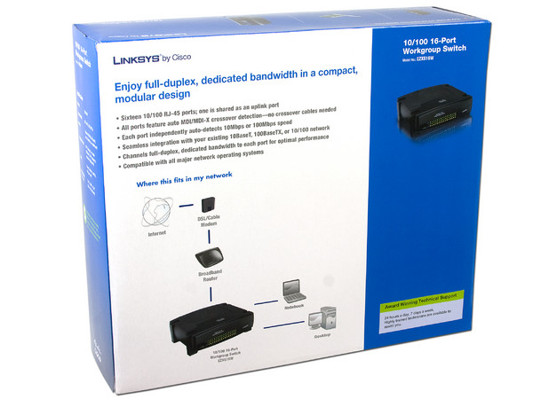 Switch Workgroup Linksys EZXS16W de 16 Puertos 10/100Mbps 