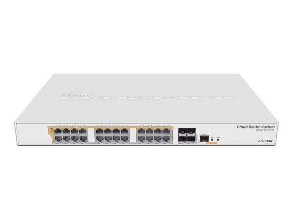 Switch Conmutador MikroTik CRS328-24P-4S+RM, de 24 puertos RJ-45 y 4 Puertos SFP+ .