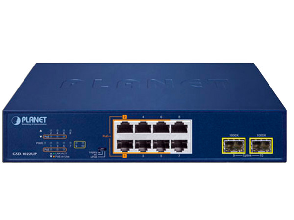 Switch Planet Technology GSD-1022UP, 8 Puertos RJ-45 10/100/1000, 2 Puertos SFP.