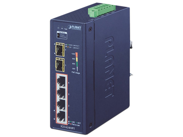 Switch Planet IGS-624HPT de 4 Puertos RJ-45 10/100/1000 PoE y 2 Puertos SFP 10/1000X.