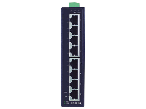 Switch Industrial Administrable PLANET IGS-801M, Capa 2, 8 Puertos Gigabit, Doble Entrada de Alimentación Para Fuente Redundante.