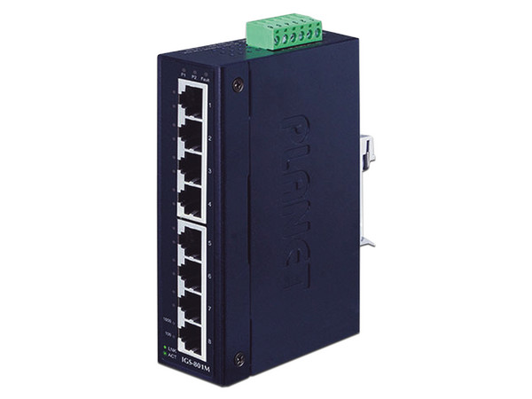 Switch Industrial Administrable PLANET IGS-801M, Capa 2, 8 Puertos Gigabit, Doble Entrada de Alimentación Para Fuente Redundante.