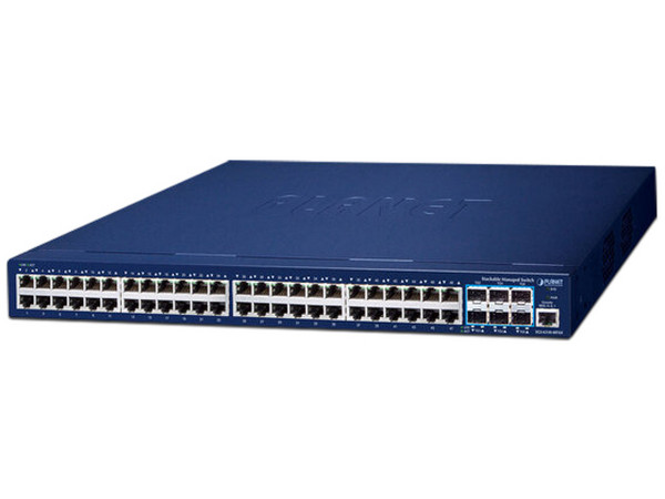 Switch Gestionable Planet SGS-6310-48T6X, 48 Puertos Gigabit Ethernet, 6 SFP+, 216 Gbit/s, L2/L3.