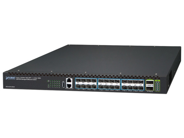 Switch Administrable Planet XGS-6350-24X2C, 24 Puertos RJ-45 10/100/1000 Mbps, 2 Puertos QSFP28. Color Negro.