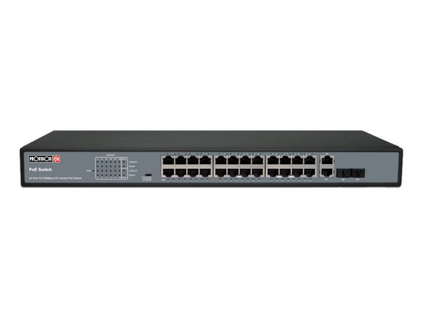 Switch Provision ISR PoES-24370C de 24 puertos, 10/100 Mbps y 2 ranuras 10/100/1000Mbps Gigabit SFP, PoE.