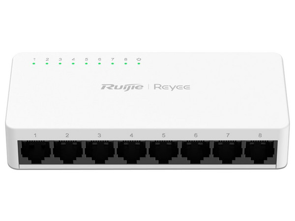 Switch Ruijie RG-ES08F de 8 puertos de 10/100 Mbps, Protección Eléctrica de 4KW.
