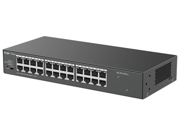 Switch Ruijie RG-ES124G-L de 24 puertos 10/100/1000 Mbps, Protección contra Sobrecargas.