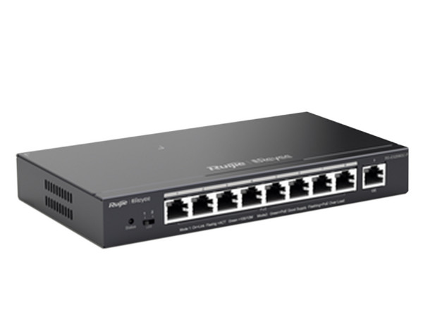 Switch Administrable Ruijie RG-ES209GC-P de 9 Puertos Gigabit Ethernet, 8 Puertos PoE+, Gestión gratuita desde la nube.