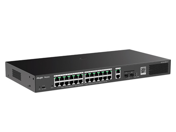 Switch Ruijie RG-ES228GS-P, 24 Puertos RJ-45 PoE,  2 Puertos RJ-45, 2 Puertos SFP, Color Negro.