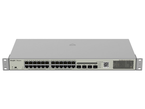 Switch Administrable L2 PoE+ hasta 370W, 24 Puertos Eth 1G, 4 puertos SFP 1G, Administración Remota en la Nube.