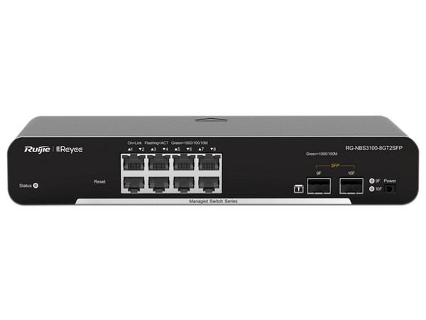 Switch Ruijie RG-NBS3100-8GT2SFP-P de 8 puertos RJ-45 Gigabit Ethernet, 2 SFP. PoE.