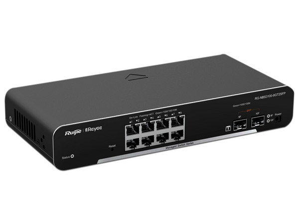 Switch Ruijie RG-NBS3100-8GT2SFP-P de 8 puertos RJ-45 Gigabit Ethernet, 2 SFP. PoE.