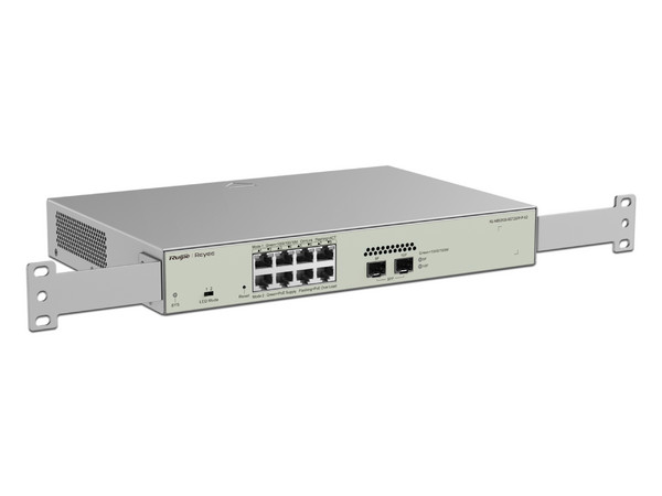 Switch Administrable Ruijie RG-NBS3100-8GT2SFP-P-V2 de 8 puertos Gigabit Ethernet PoE y 2 puertos SFP, Capa 2, 125W.