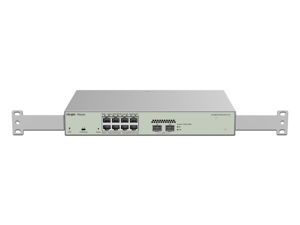 Switch Administrable Ruijie RG-NBS3100-8GT2SFP-P-V2 de 8 puertos Gigabit Ethernet PoE y 2 puertos SFP, Capa 2, 125W.