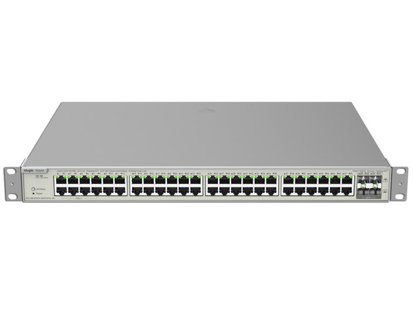 Switch Administrable Ruijie RG-NBS5200-48GT4XS-UP de 48 puertos 10/100/1000 Base-T PoE+ y 4 puertos SFP+.