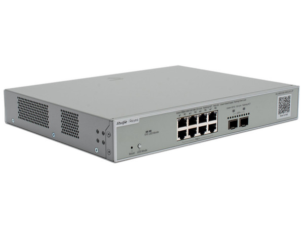 Switch Ruijie RG-NBS5300-8MG2XS-UP de 8 puertos RJ45 2.5G PoE y 2 puertos SFP+, Gestión en la nube Multi-Gigabit capa 3, PoE 370W.