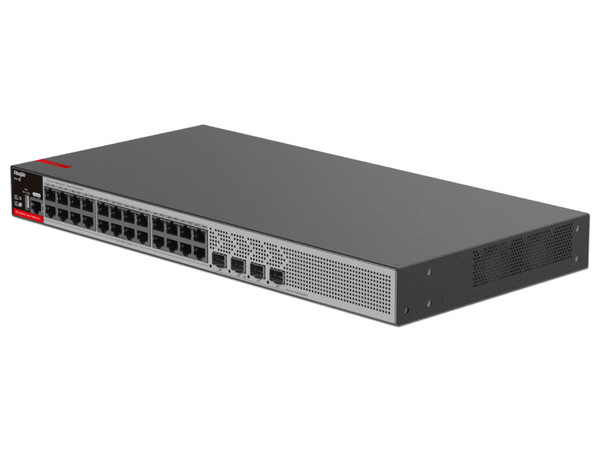 Switch Empresarial Ruijie RG-S2915-24GT4MS-P-L de 24 Puertos PoE/PoE+ 10/100/1000BASE-T, 4 Puertos 1GE/2.5GE SFP, Protección Eléctrica de 10KW, 370W.