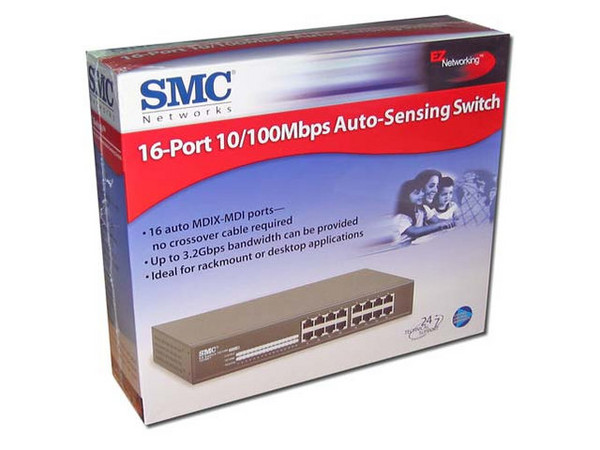 Switch EZNET-16SW SMC de 16-puertos para montaje en rack de velocidad dual 10/100
