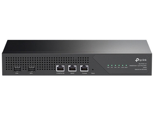 OLT Delta Stream TP-LINK DS-P7001-01 de 1 Puerto GPON Conexión hasta 128 ONUs, 1 Puerto 2.5 Gigabit RJ45 Uplink y 1 Puerto SFP+ Uplink.