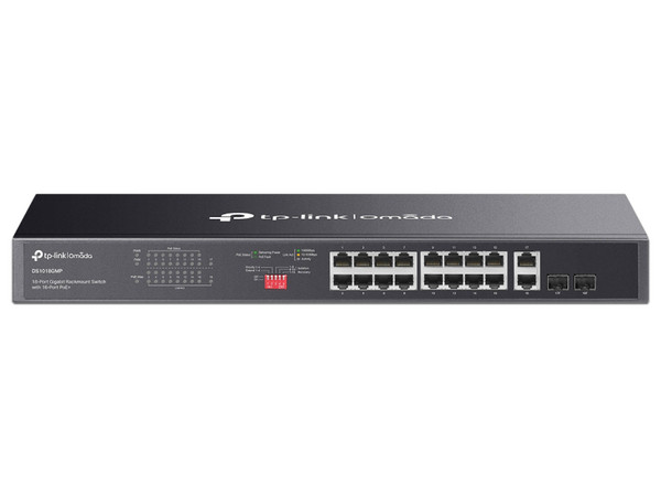 Switch TP-Link Omada DS1018GMP No Administrable 18 Puertos Gigabit con PoE+ y 2 Puertos SFP. Color Negro.