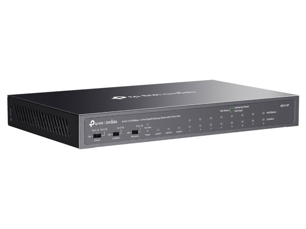 Switch TP-Link DS111P, 10 Puertos Fast Ethernet 10/100, 8 Puertos PoE+ 65W, No Administrado, 7.6 Gbit/s, 2000 Entradas.