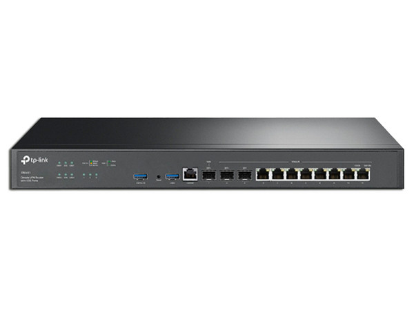 Router VPN y Balanceador de carga TP-Link ER8411, 8 puertos Gigabit LAN, 1 puerto Gigabit WAN, 2 puertos Gigabit SFP WAN/LAN, Capacidad de gestión centralizada Omada.